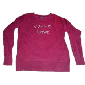 GAP Women’s Crewneck Sweater Love Maroon Cranberry Red Cotton Size Small